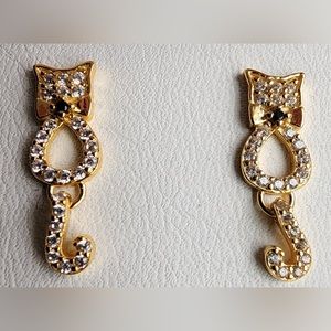 Rachel Zoe Sterling Silver and Cubic Zirconia Cat Stud Earrings